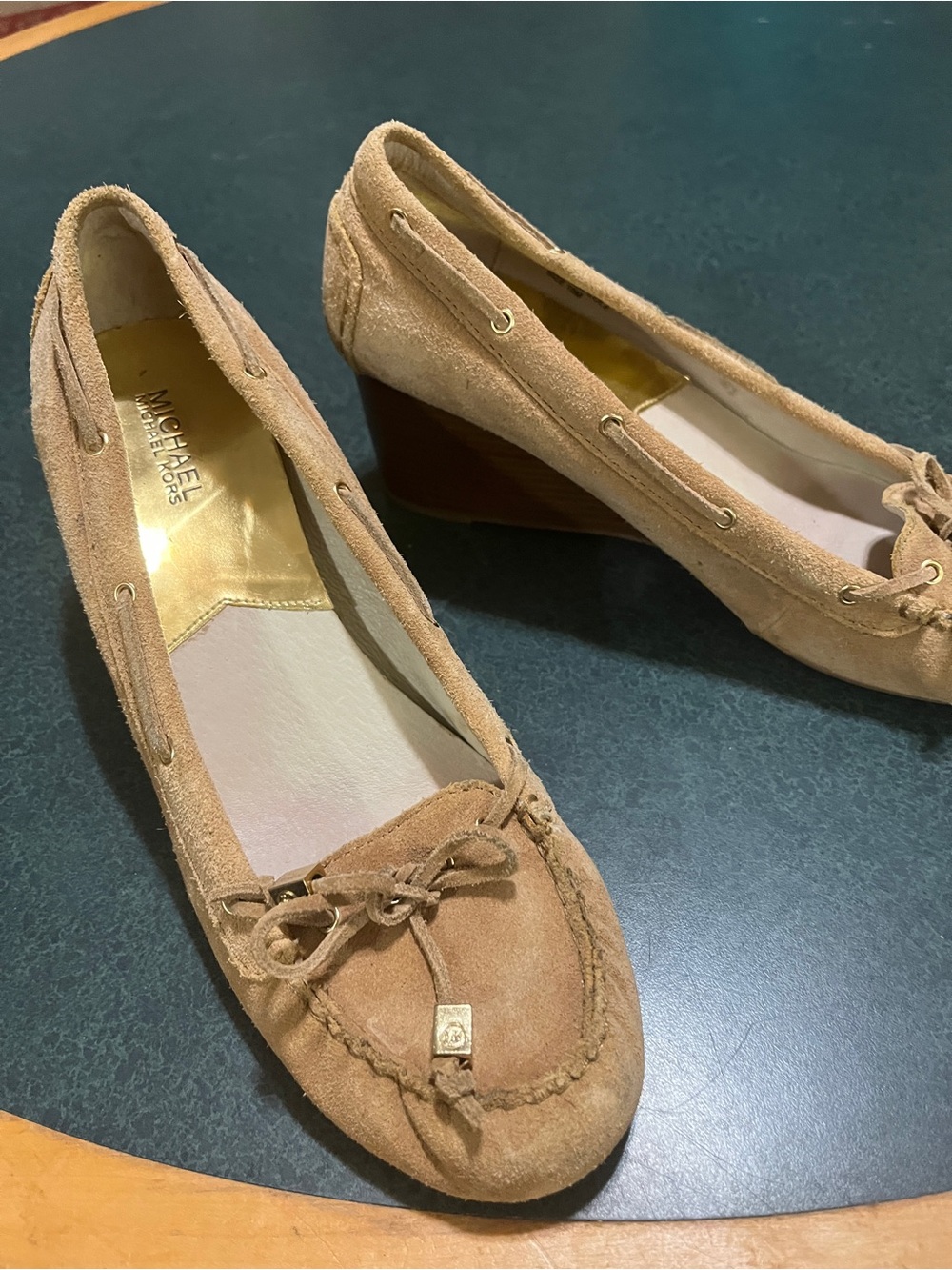 Michael Kors Women's Tan Suede Wedge Loafers 10m
